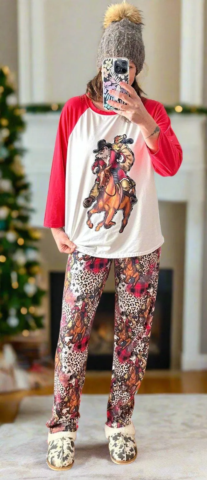 Cowboy Christmas Pajamas, COWBOY SANTA Christmas PAJAMAS