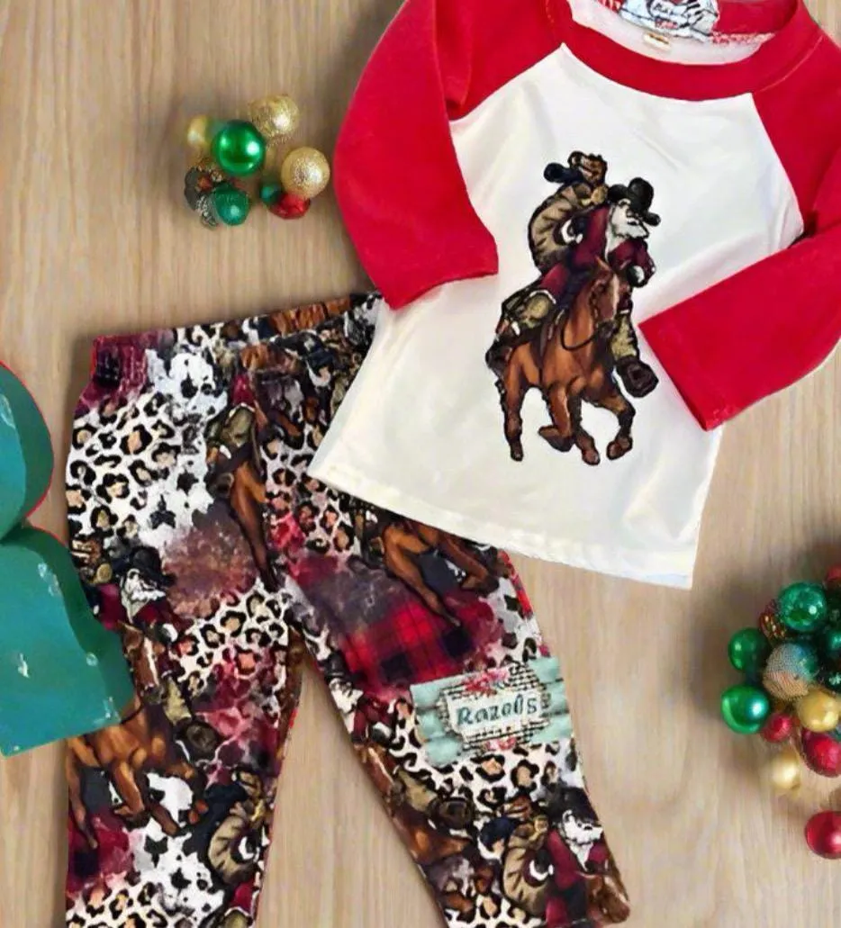 Cowboy Christmas Pajamas, COWBOY SANTA Christmas PAJAMAS