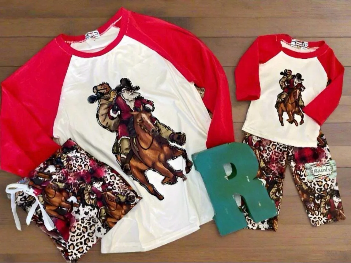Cowboy Christmas Pajamas, COWBOY SANTA Christmas PAJAMAS