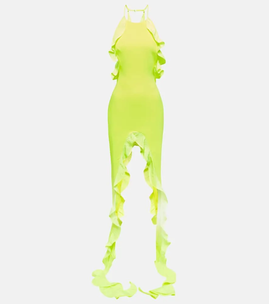 David Koma Asymmetric ruffled midi dress