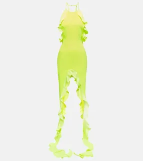 David Koma Asymmetric ruffled midi dress