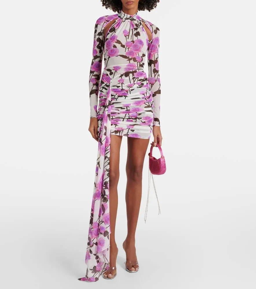 David Koma Floral ruched minidress