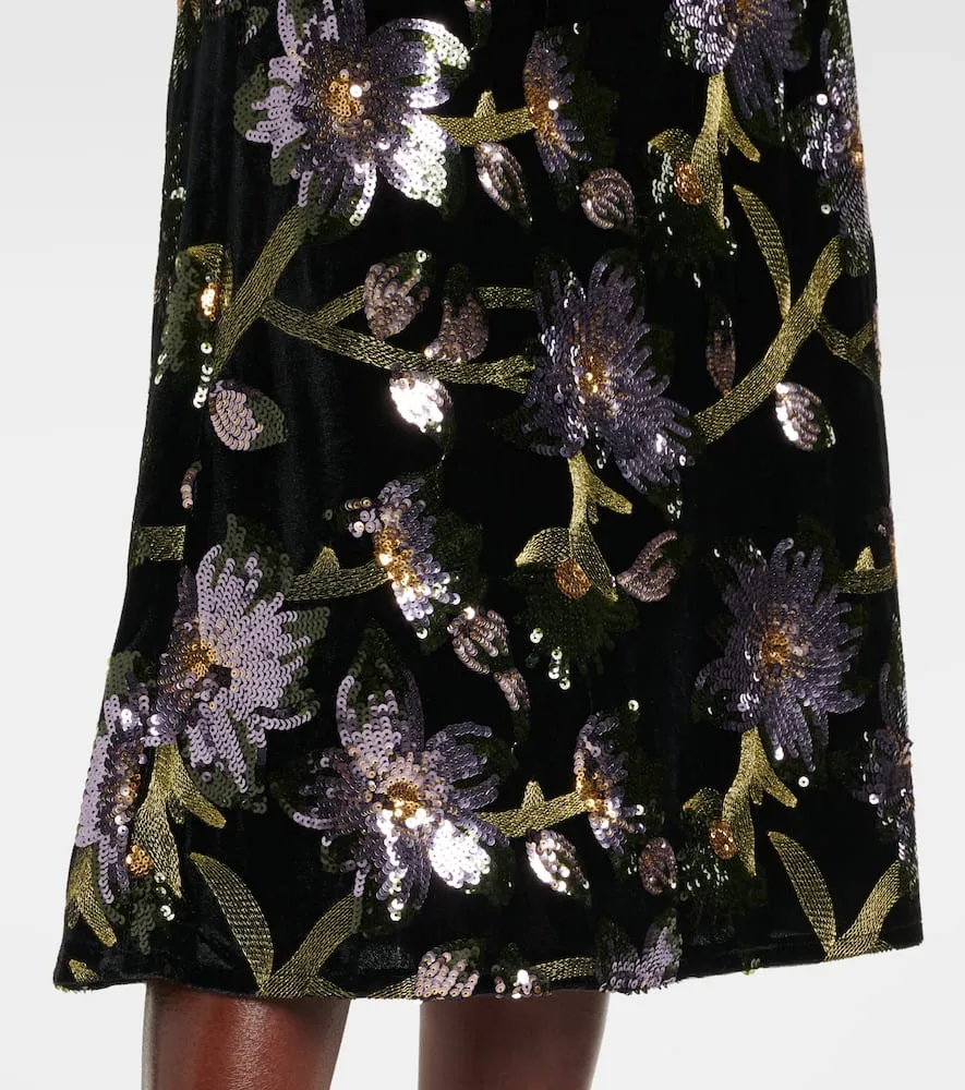Diane von Furstenberg Coral sequined floral midi dress