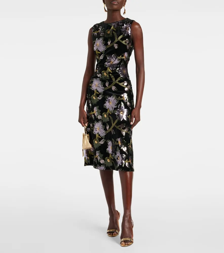 Diane von Furstenberg Coral sequined floral midi dress