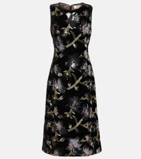 Diane von Furstenberg Coral sequined floral midi dress