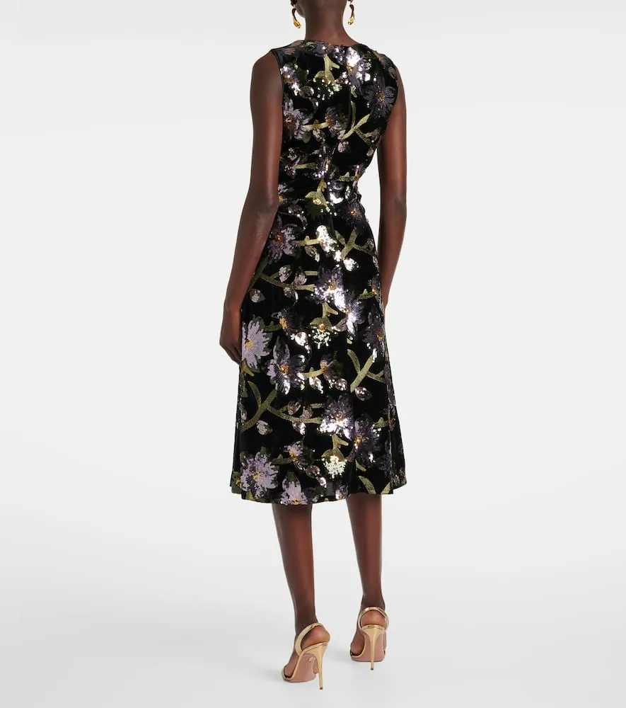 Diane von Furstenberg Coral sequined floral midi dress