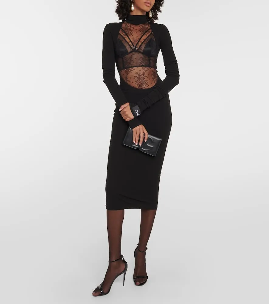 Dolce&Gabbana Chantilly lace and jersey midi dress