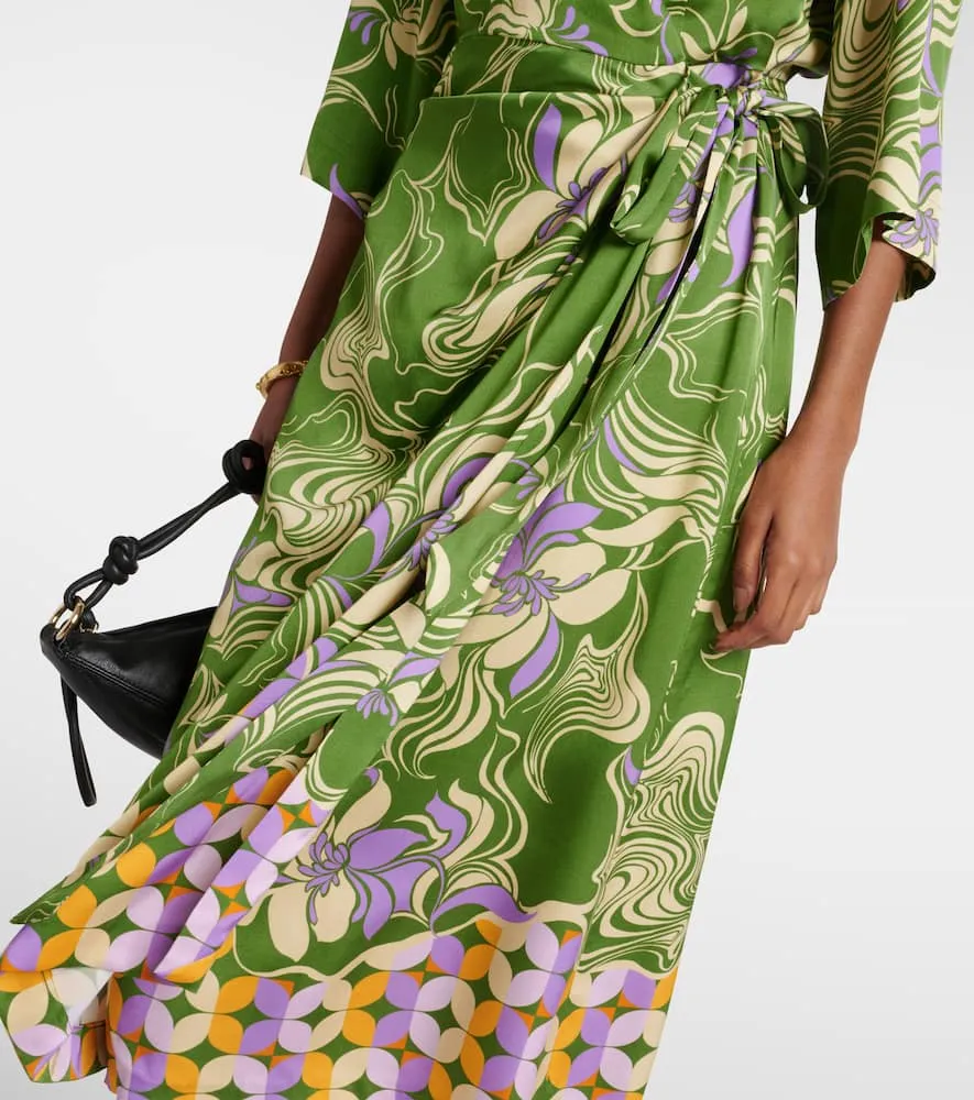 Dries Van Noten Printed satin wrap dress