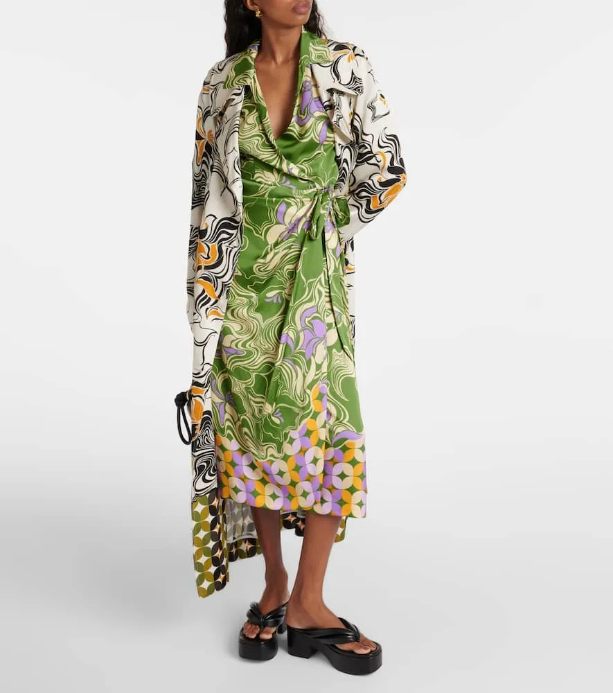 Dries Van Noten Printed satin wrap dress