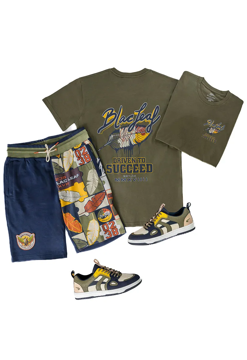 Driven To Succeed Olive Shirt, Shorts and Sneaker Combo