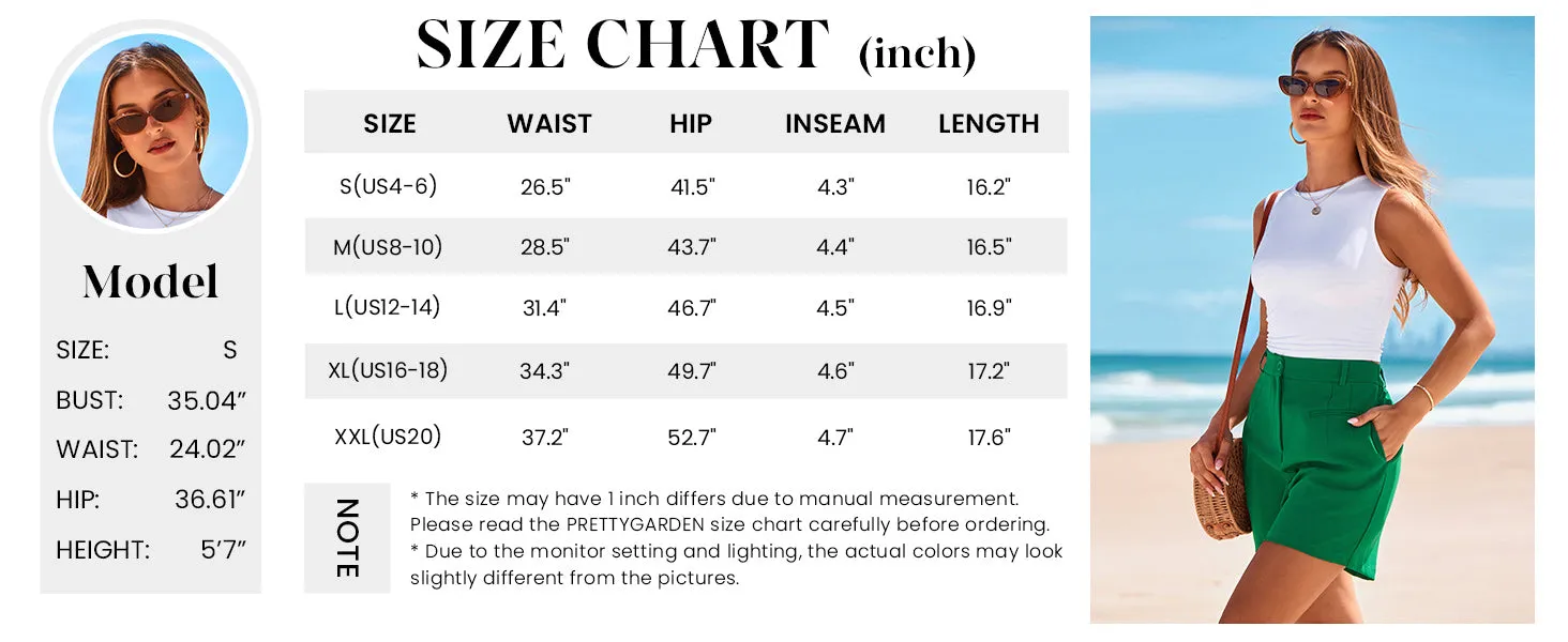 Elastic High Waisted Wide Leg Business Casual Dressy Shorts with Pockets
