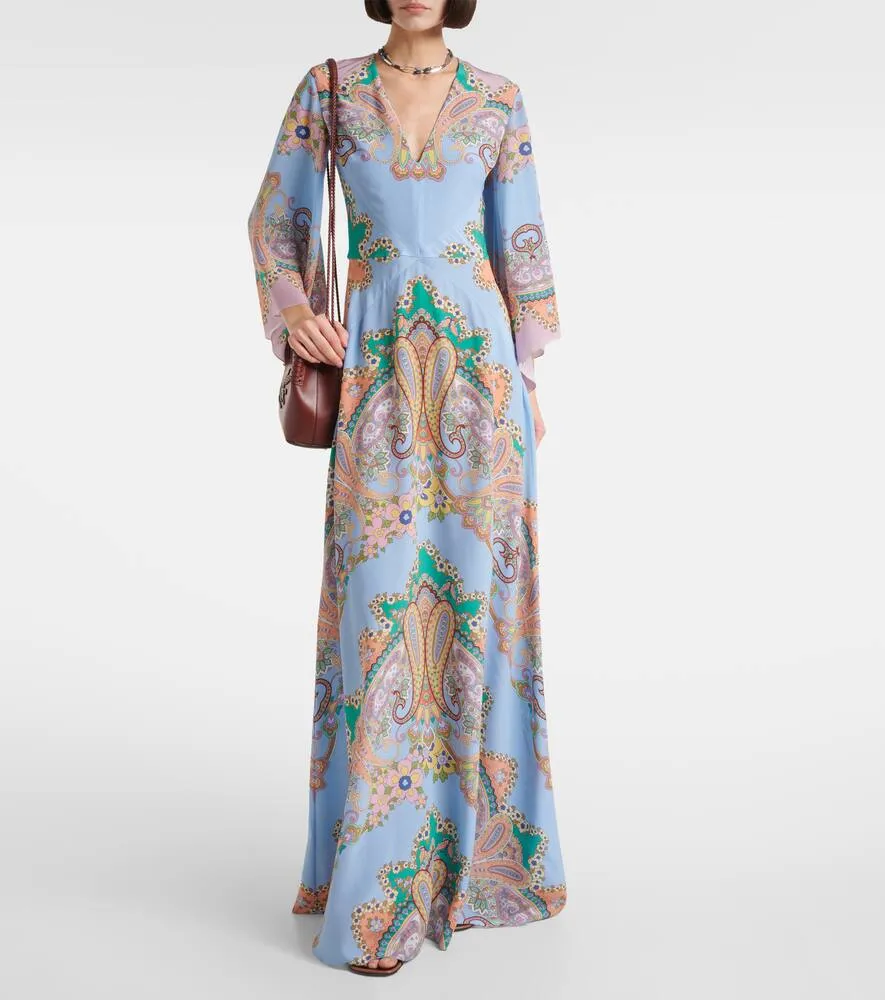 Etro Paisley silk cr√É¬™pe de chine maxi dress