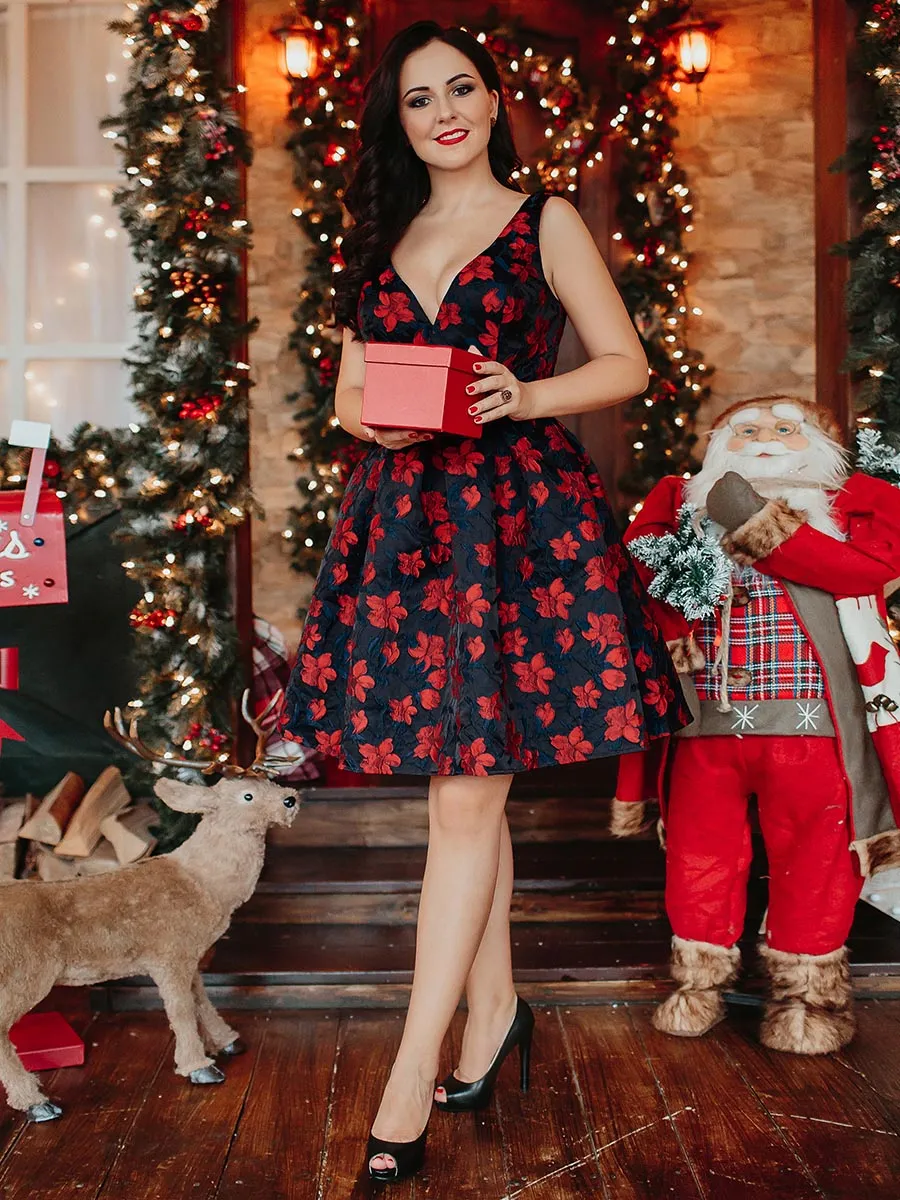 Ever-Pretty V Neck Fit and Flare Party Dress EP05946