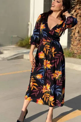 Florcoo Casual Loose Round Modern Neck Camouflage Mini Dress
