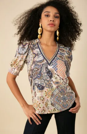 Frances SS V Neck Top