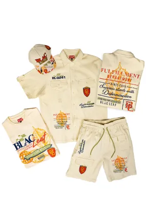 Fulfillment Dept. Button Up Shirt Big & Tall, Victory Begins With Belief Shirt Big & Tall, Fulfillment Dept. Utility Shorts Big & Tall and Trucker Hat Bundle
