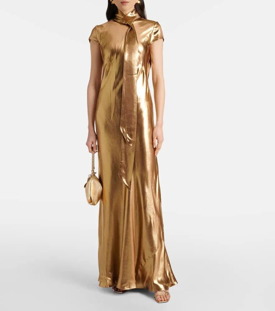 Galvan Solar Gaze scarf-detail satin gown