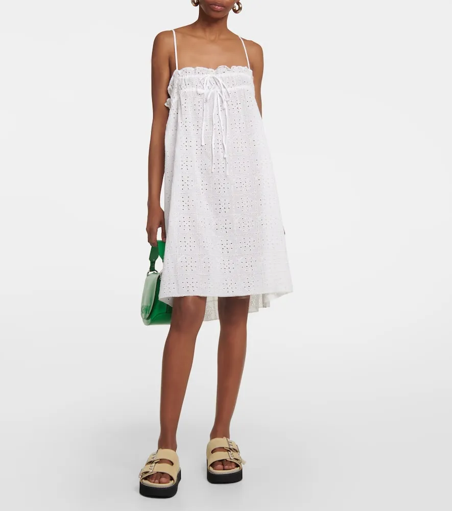 Ganni Broderie anglaise cotton minidress