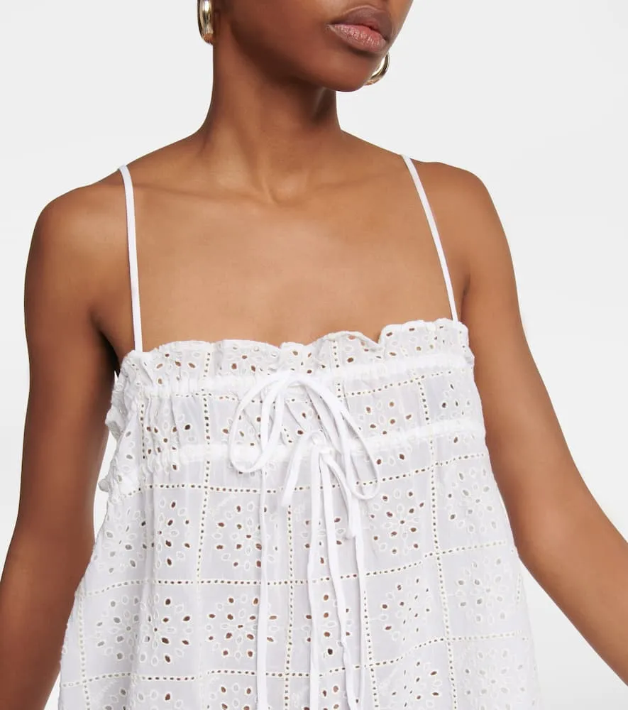 Ganni Broderie anglaise cotton minidress