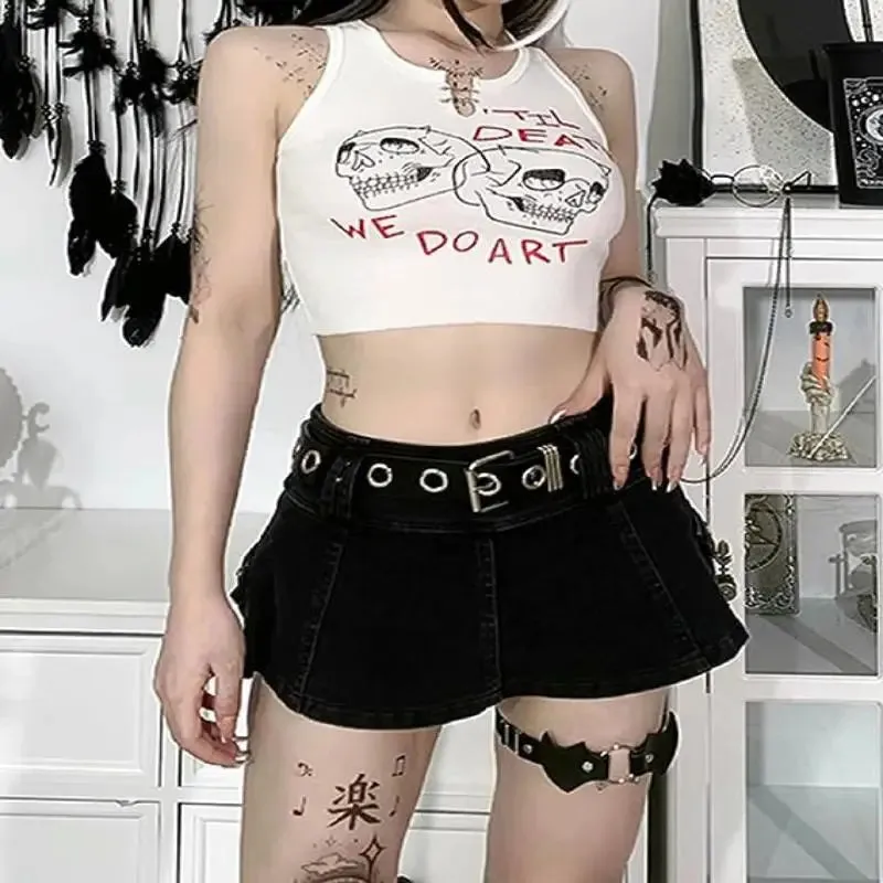 Gothic Aesthetic Skull Till Death Grunge Tank Tops