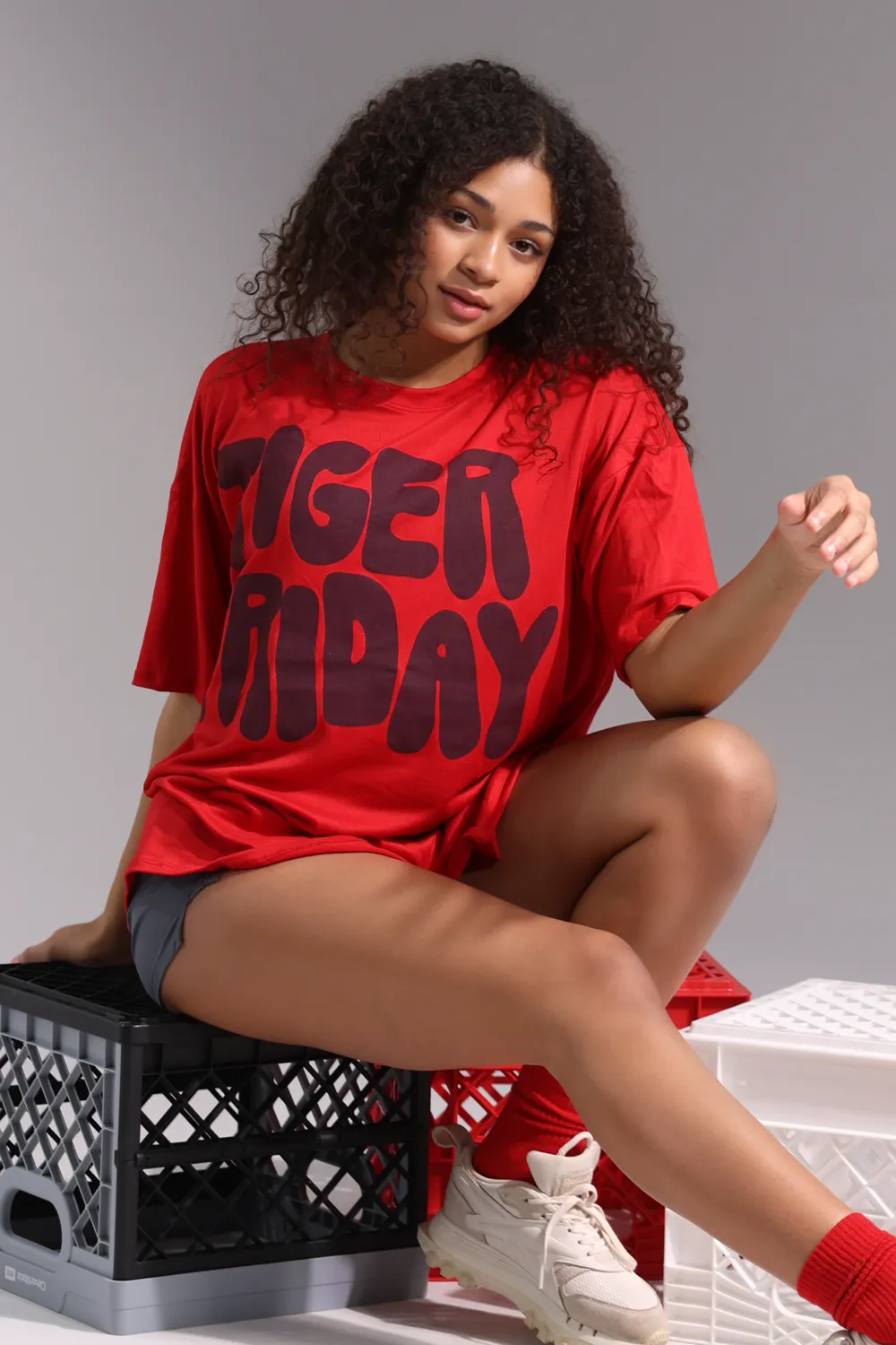 Graffiti Oversized T-Shirt - Red