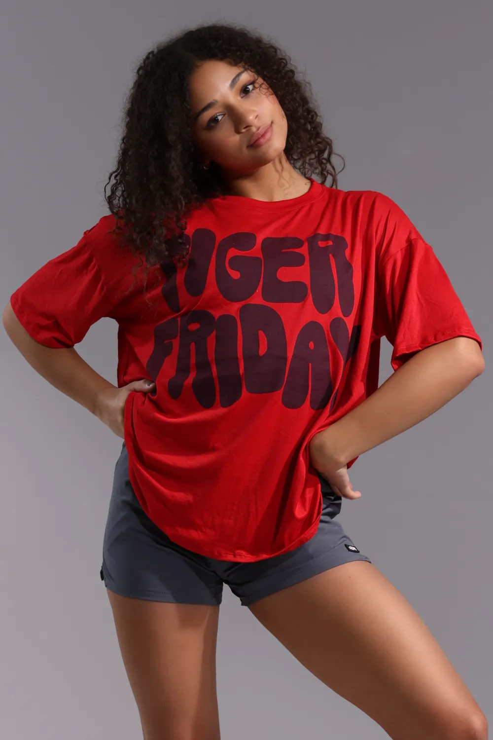 Graffiti Oversized T-Shirt - Red
