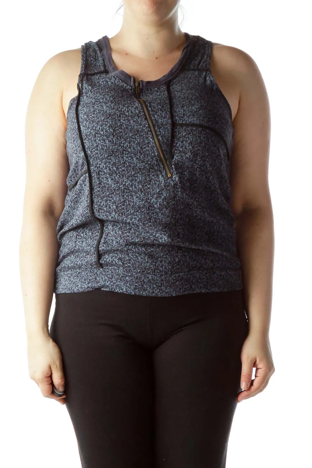 Gray Heathered Zip-Front Tank Top