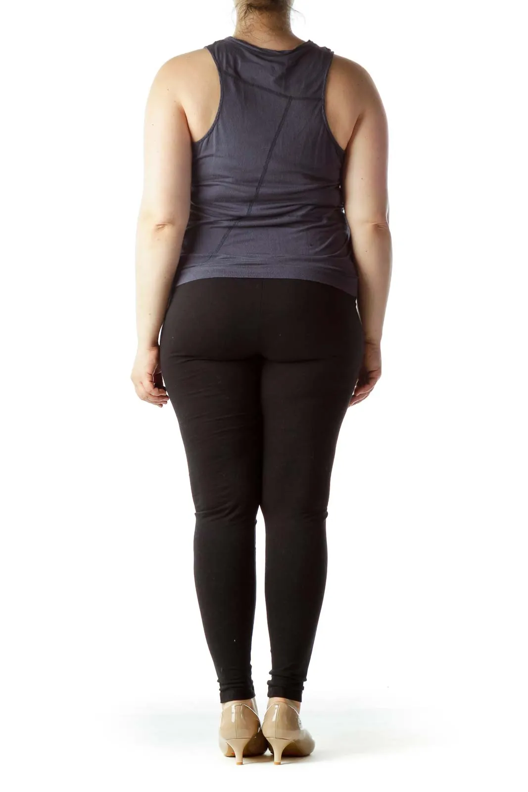 Gray Heathered Zip-Front Tank Top