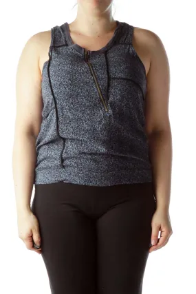 Gray Heathered Zip-Front Tank Top