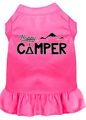 Happy Camper Screen Print Dog Dress Bright Pink Med (12)