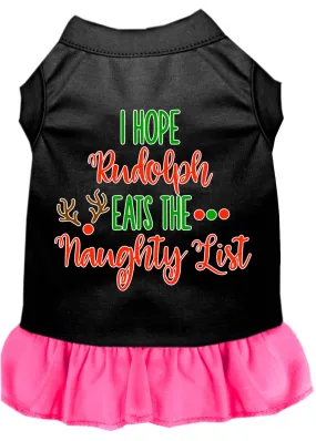 Hope Rudolph Eats Naughty List Screen Print Dog Dress Black With Bright Pink Xxl