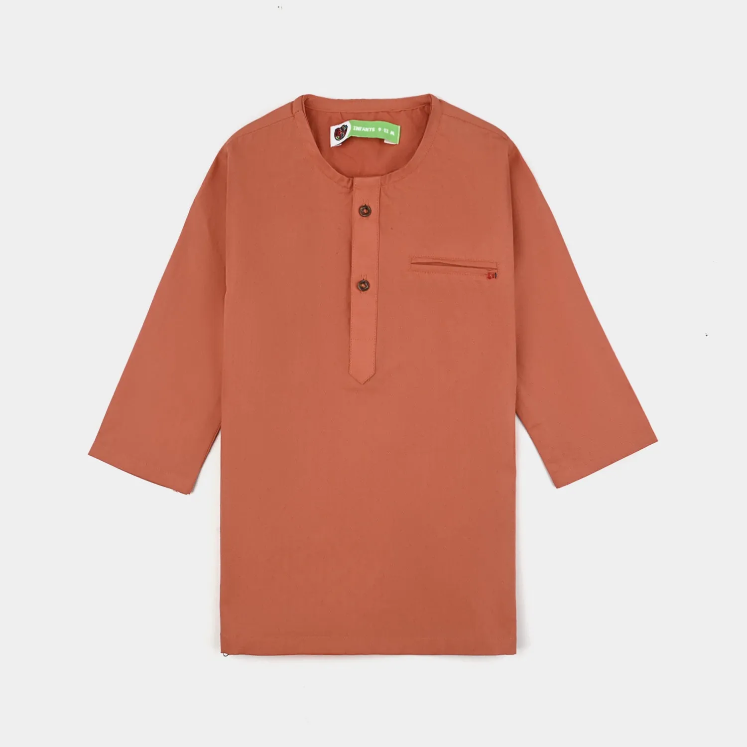 Infant Boys Cotton Shalwar Suit (Pointed Placket)-L/BROWN