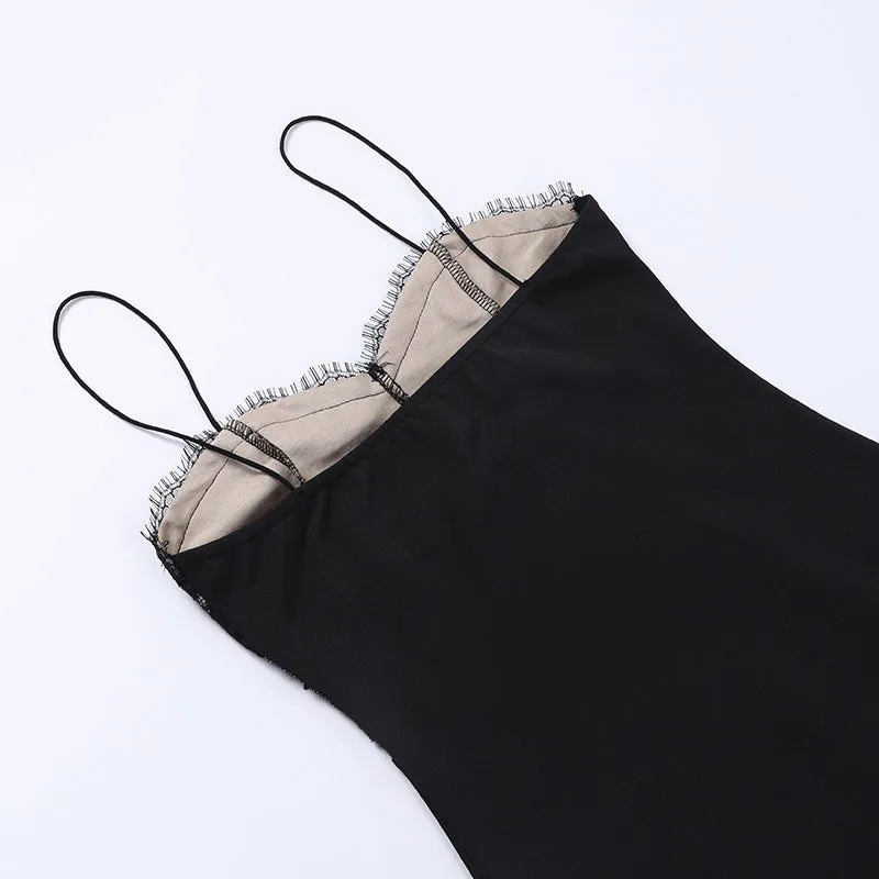 Jacquard Black Lace Slip Dress