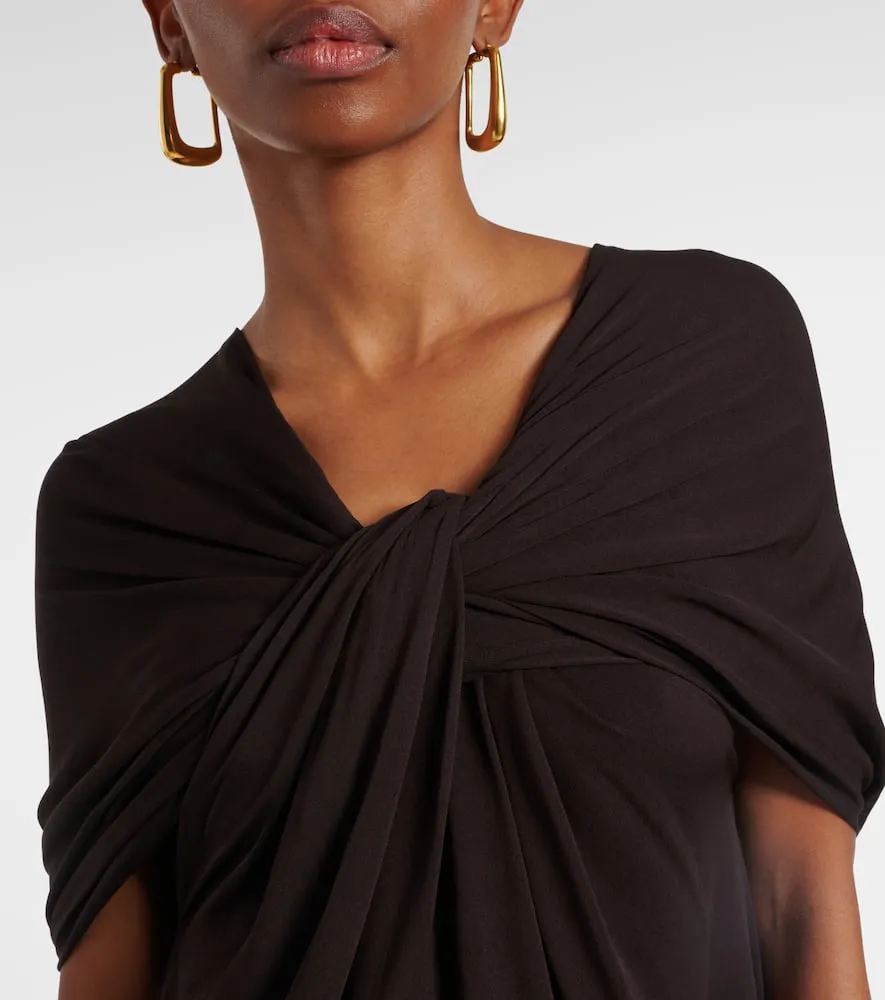 Jil Sander Caped draped cr√É¬™pe jersey gown