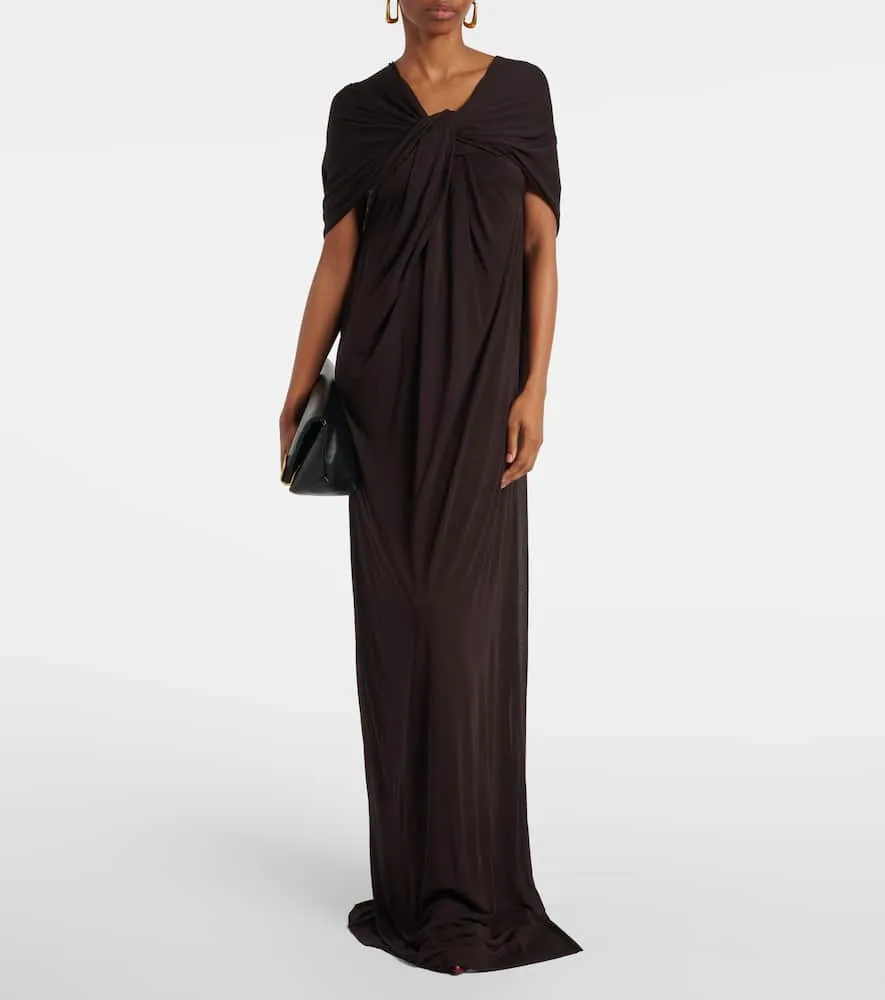Jil Sander Caped draped cr√É¬™pe jersey gown