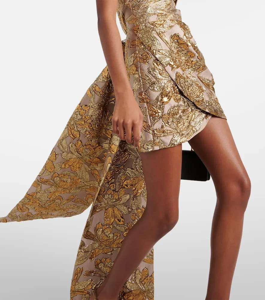 Johanna Ortiz Bow-detail cutout brocade minidress
