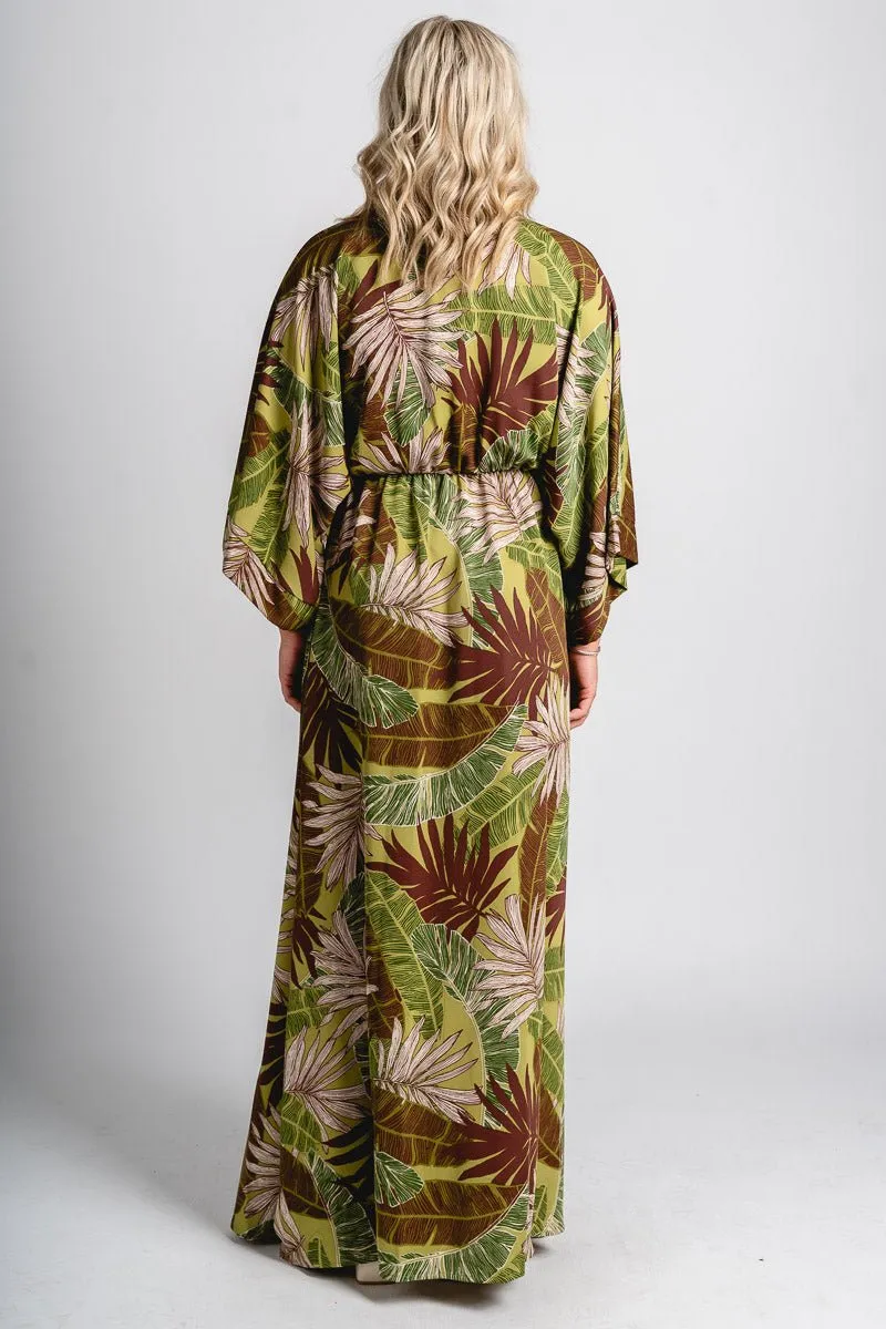 Kimono maxi dress olive