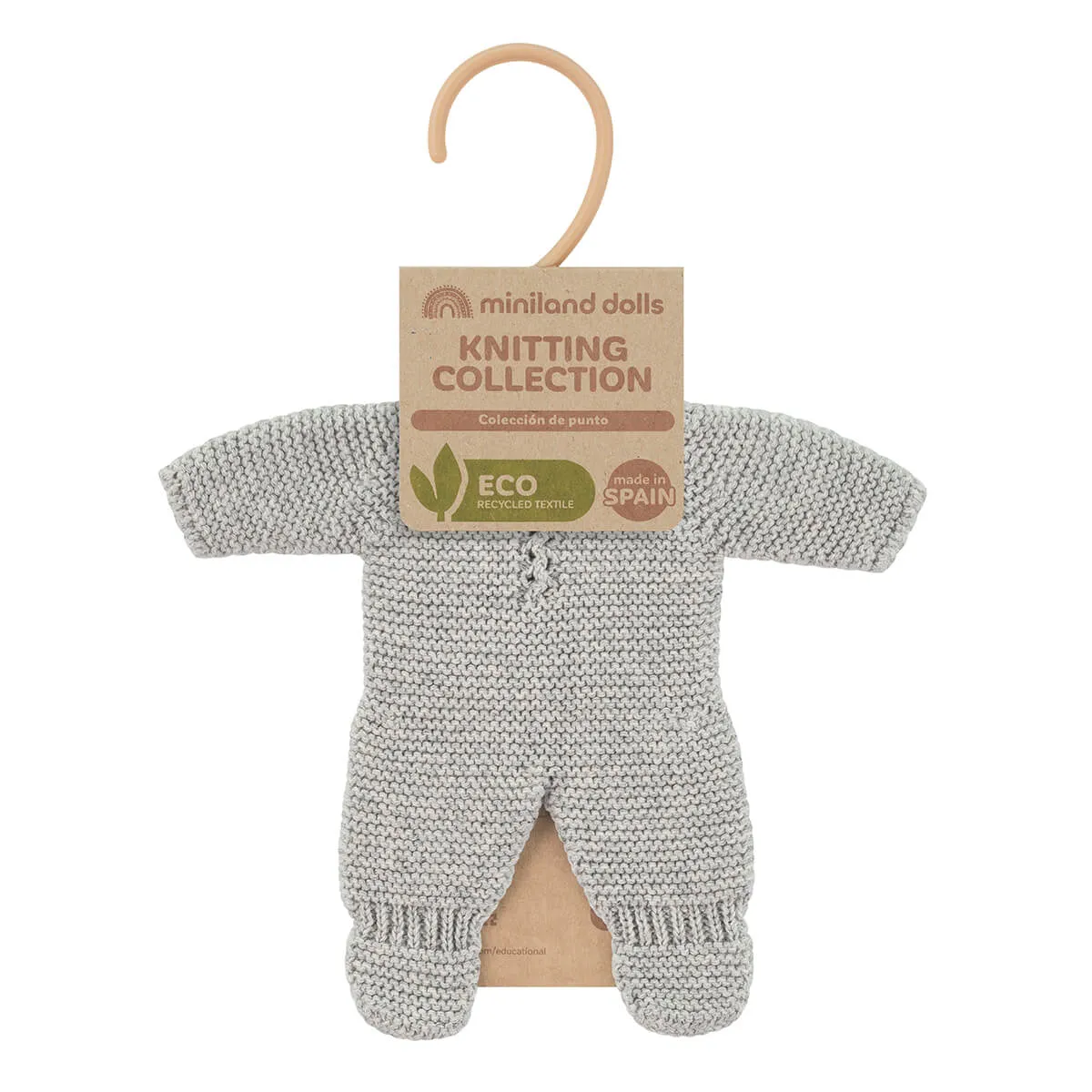 Knitted Pajamas Doll Outfit (21cm) in Grey by Miniland