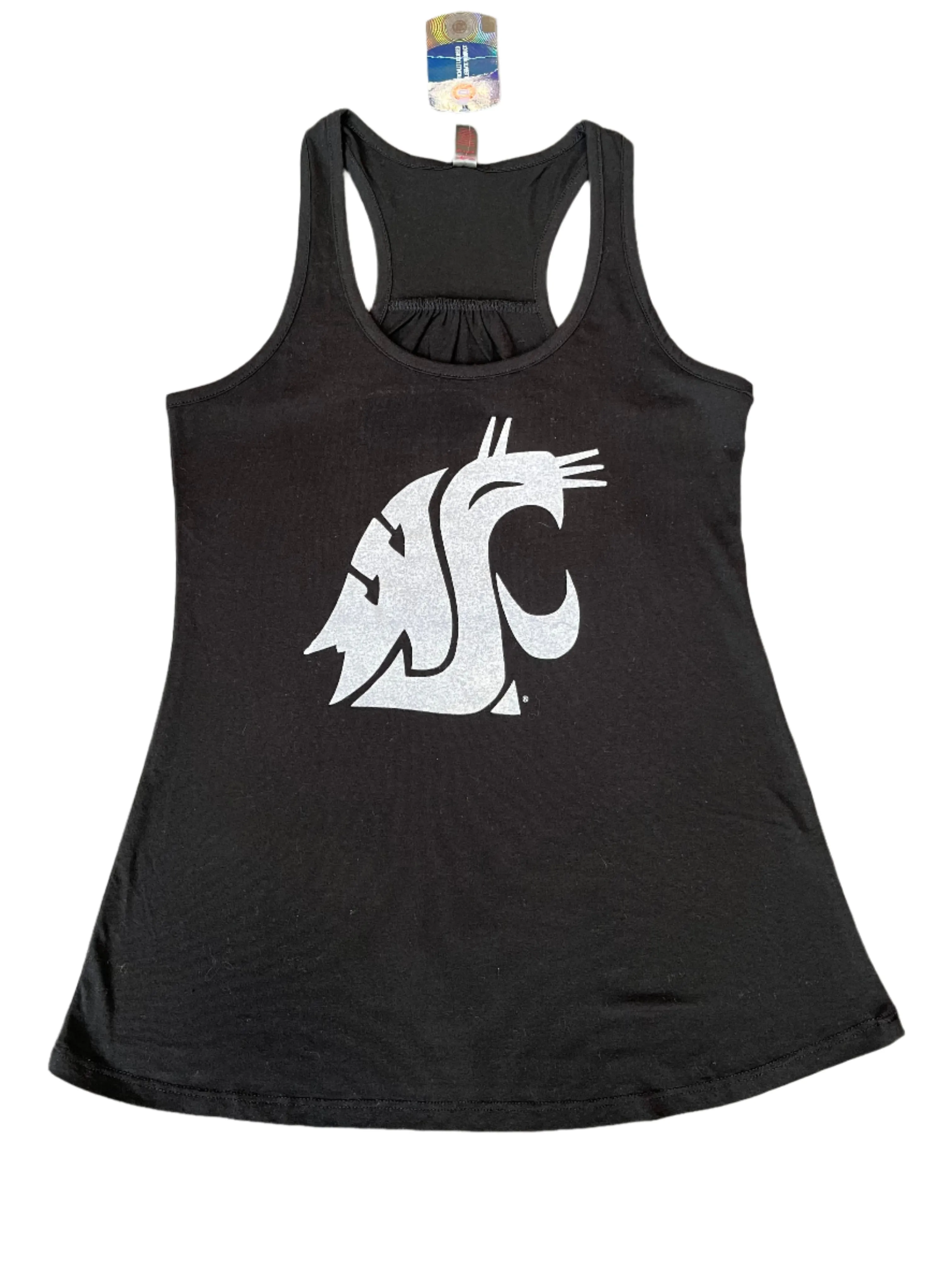 Ladies Black WSU Crew Cut Tank