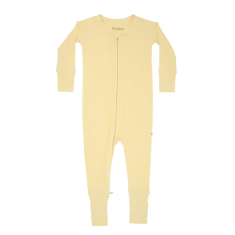Lemon Yellow Small Ribbed Zip Romper