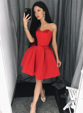 Modern Red Sweetheart Sleeveless A-line Short Homecoming Dress SH623