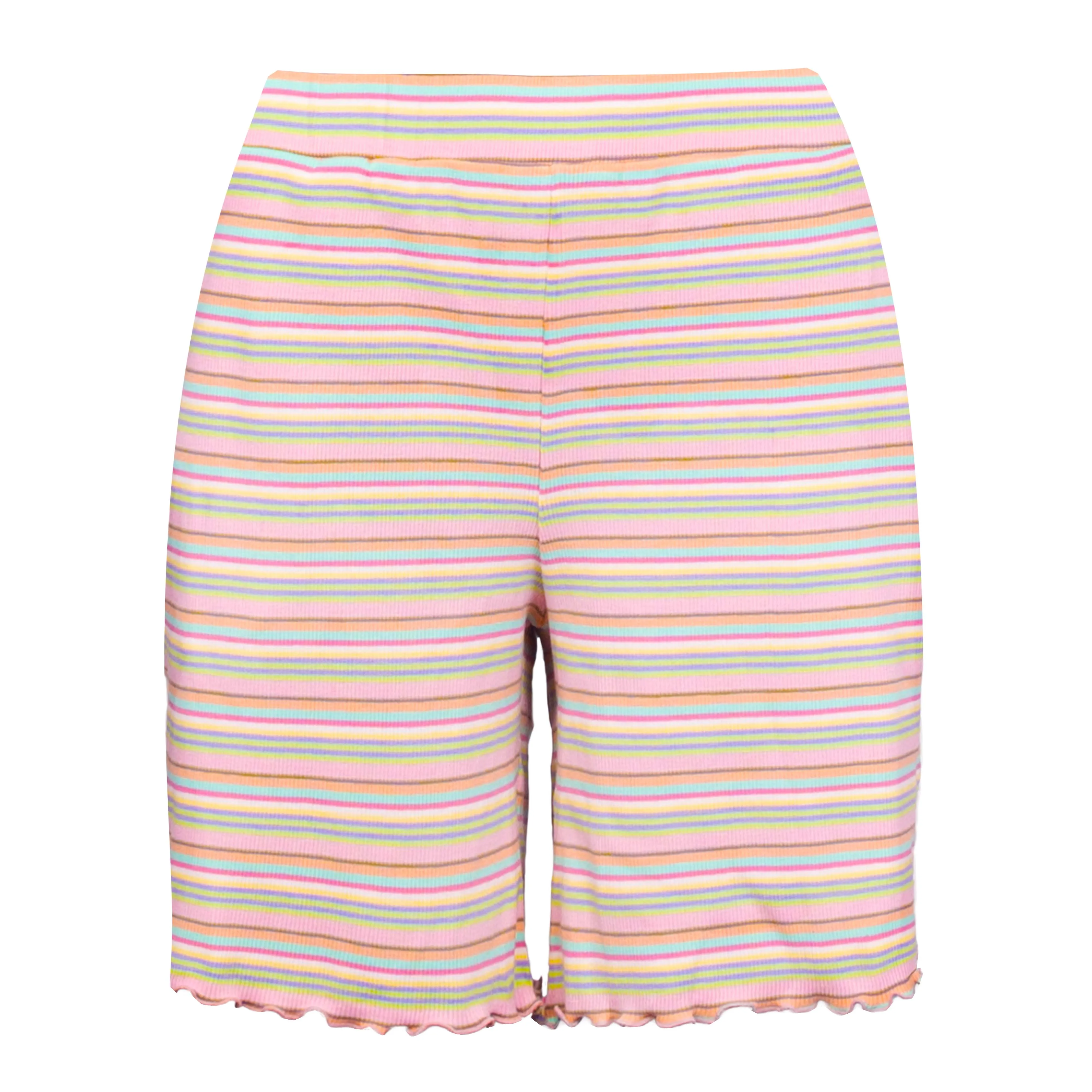 NATALIA-SHORTS - MULTI MINT STRIPE