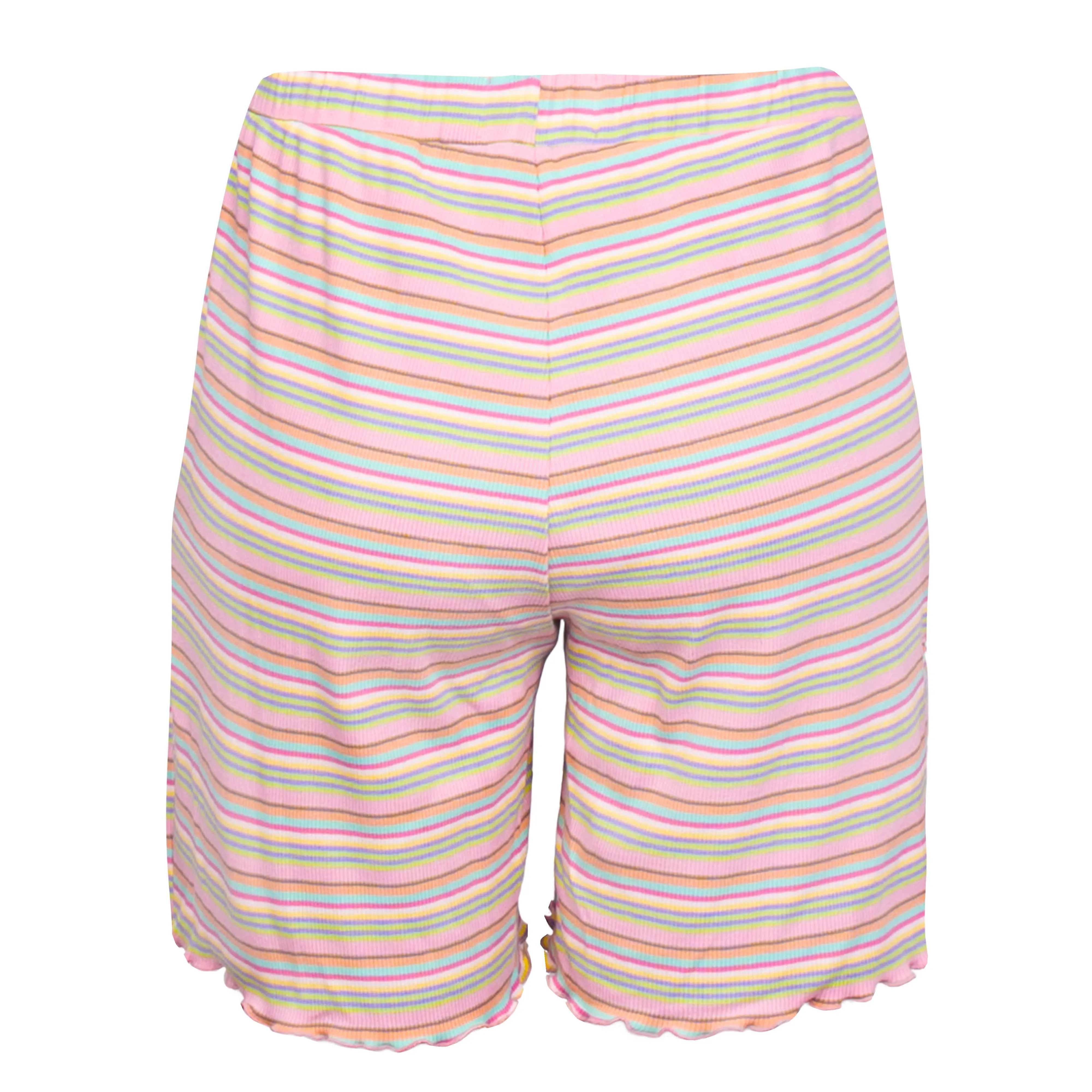 NATALIA-SHORTS - MULTI MINT STRIPE