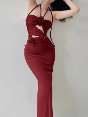Niche Hollowed H-line Halter Dress