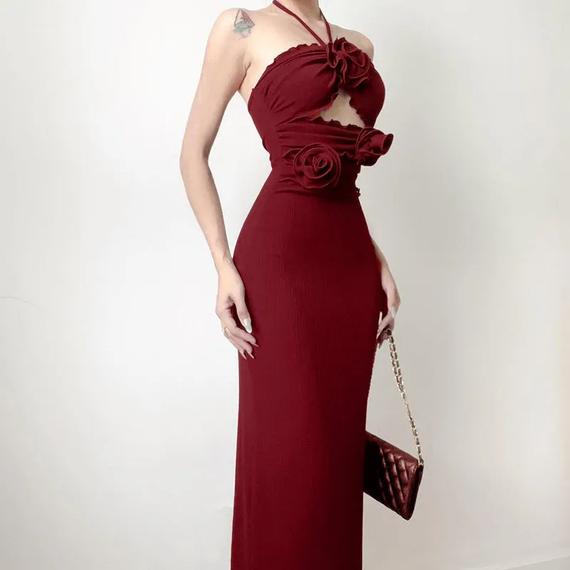 Niche Hollowed H-line Halter Dress