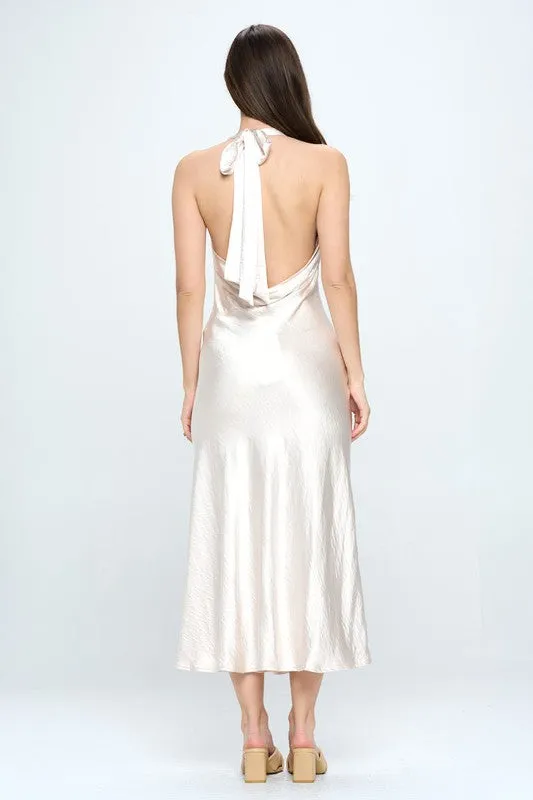 One and Only Collective Satin Draped Halter Neck Dress