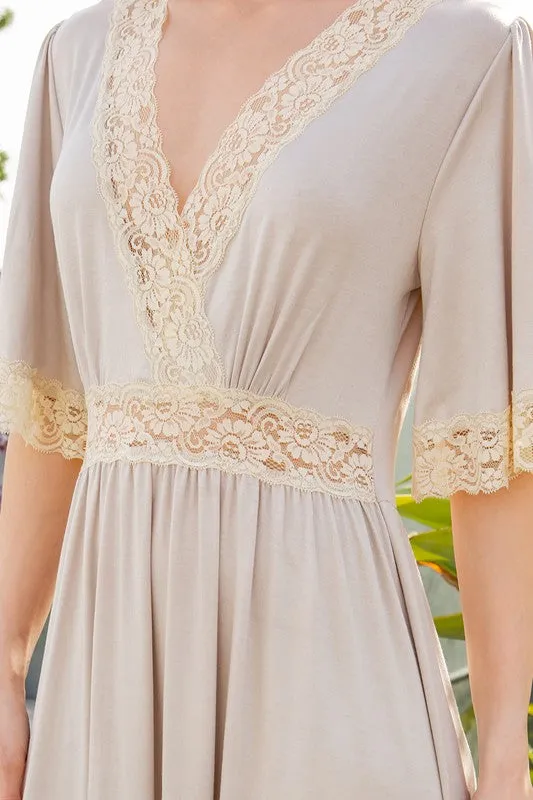 Orange Farm Lace trimmed Detailed Tiered Dress