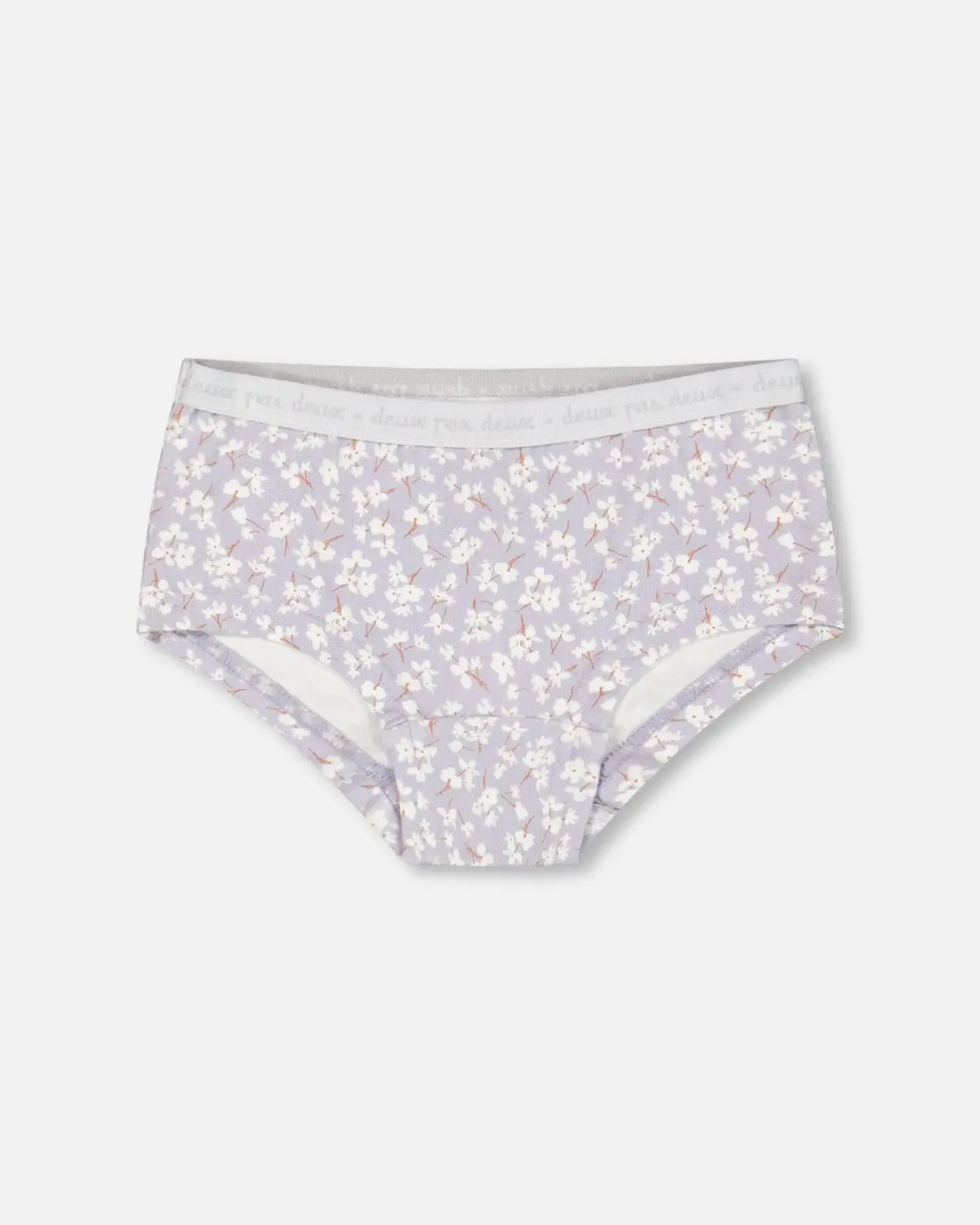Organic Cotton Boyshort Pantie Lilac Printed Little Flowers