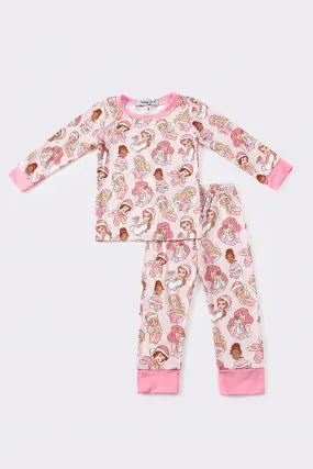 Pink princess christmas girl pajamas set