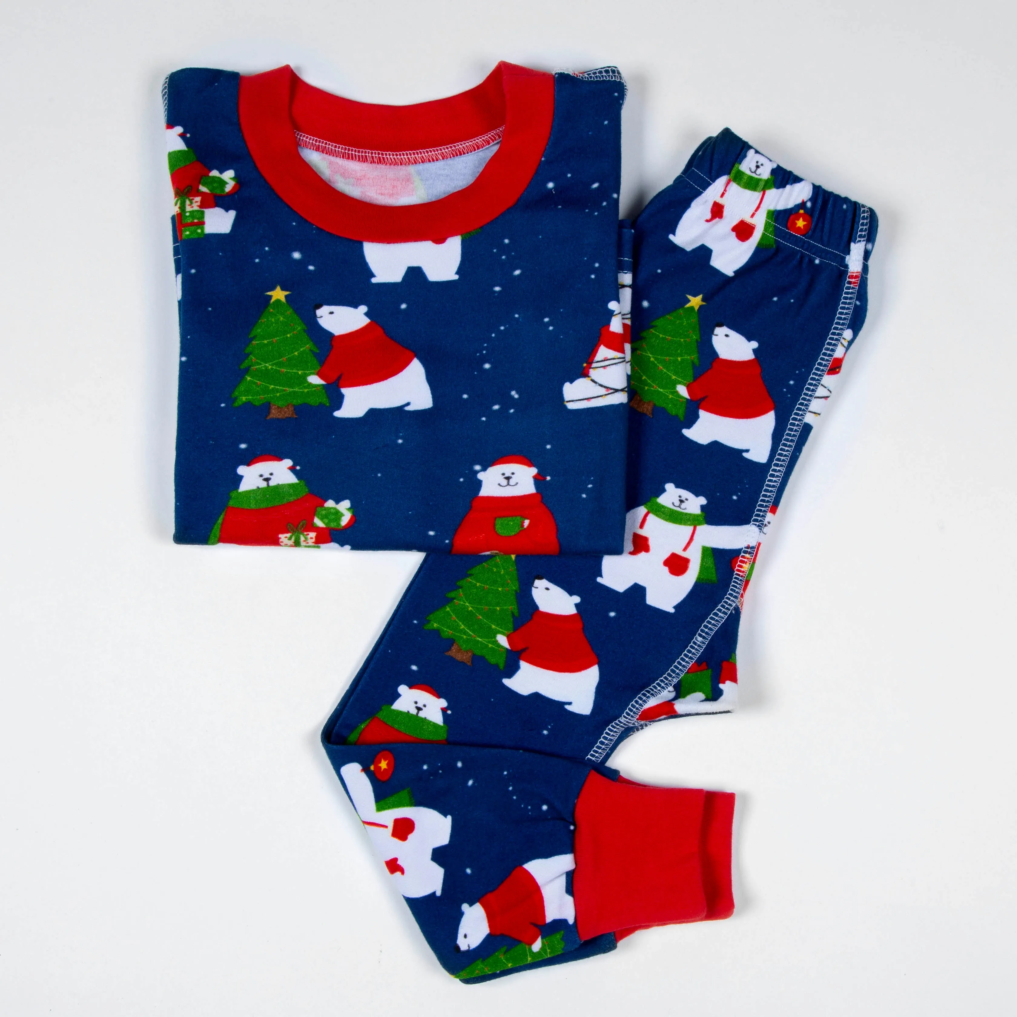 Polar Bear Jersey Pajama Set For Kids